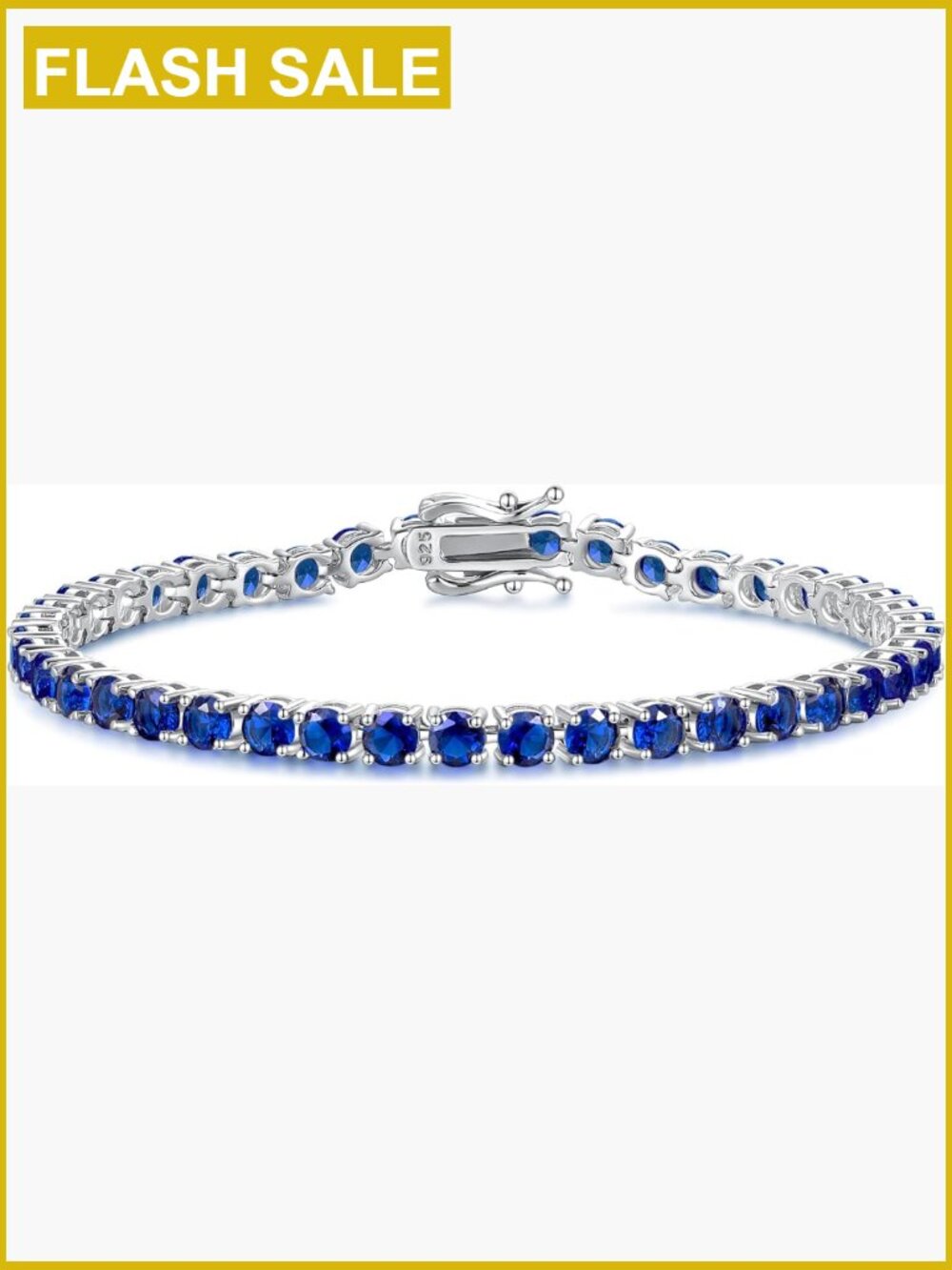 Sterling Silver Blue Sapphire Tennis Bracelet 7.2"